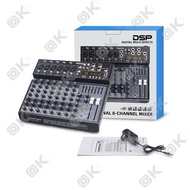 OKMUSIC มิกเซอร์เสียง Audio Mixer DJ 4/6/8 ช่อง พร้อม Bluetooth USB DSP เอฟเฟกต์ 99 แบบ ใช้งานง่าย ส