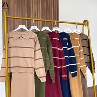 ZOE ARISSA KNITTED DRESS Dahayu Knitwear Set Dress Knitted Cardigan Blouse Women Set Baju Muslimah L
