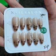 10pcs Shibuya Gyaru Leopard Print Nail Stickers - Sweet & Cool French Leopard Print With Gold Edges,