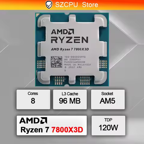AMD CPU Ryzen 7 7800X3D New R7 7800X3D 5.0 GHz 8-Core 16-Thread 5NM 96M 100-100000910 Socket AM5 Tra