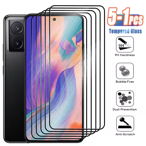 5-1Pcs Tempered Glass For Xiaomi Poco X3 X4 X5 X6 Pro 5G Full Cover Protective Screen Protector Film