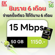 (ซิมรายปี AIS) เน็ตไม่ลดสปีด ไม่จำกัด GB เร็ว 6 Mbps 4 Mbps ใช้ได้นาน 1 ปี