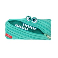 ZIPIT Cute Bemused Monster Pouch In Mint Colour And White Zipper Teeth