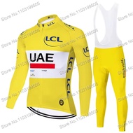 2026 SALE 2025 Style France Tour UAE Team Cycling Jersey Set Mens Yellow TDF Autumn Clothing Kits Pr