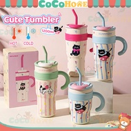 1200ML Thermos Bottle Cute Tumbler with Straw 316 Stainless Steel Ice Cup Portable Water Bottle Tumb