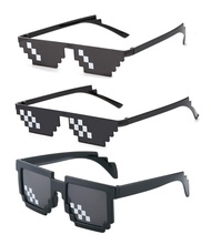 3 Pack Thug Life Sunglasses,Men Women Kids Pixel Mosaic Glasses, MLG Shades for Photo Props or Hallo