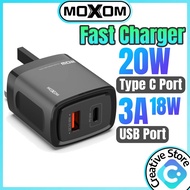 Fast Charger Moxom Chargers 20W PD Fast Charge 18W USB Uk Plug Charger UK Chargers