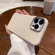 AUOVIEE เคสชาร์จไร้สายแม่เหล็กหนังหรูหราสำหรับ iPhone 15 14 13 Pro Max สำหรับ Magsafe ฝาครอบเลนส์ชุบสำหรับ iPhone 15ProMax 14Pro