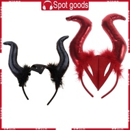 WIN Halloween Devil Horns Headband Ox Horn Devil Horn Hair Hoop Halloween Tiaras
