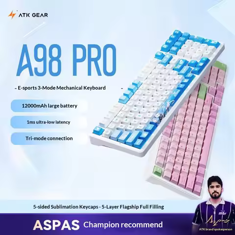 ATK A98 Pro Mechanical Keyboard Tri Mode Wireless BT Customizable Gaming Esports For PC Laptop Offic