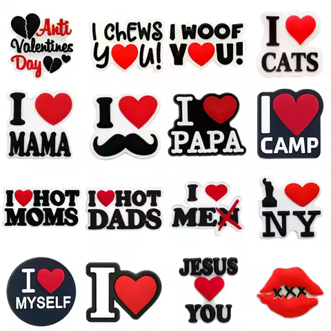 1PCS Shoe Charms I Love Series Fashion Women Men Shoe Clog Accessories Pins Valentine's Day Series S