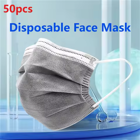 50pcs Masks Disposable Face Mask Activated Carbon Protective Mask Dust Mask Security Protection Resp