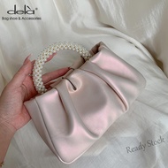 【Ready Stock】 ☎☼♛ C23 Dela Pearl handbag Women's fashion Clutch bag Women dinner bag Mini mobile Crossbody bag Phone pouchbeg Beg tangan putih comel