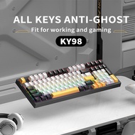 Papan Kekunci Mekanikal Permainan Berwayar KY98 Boleh Disesuaikan Suis Biru Boleh Tukar Panas Suis M