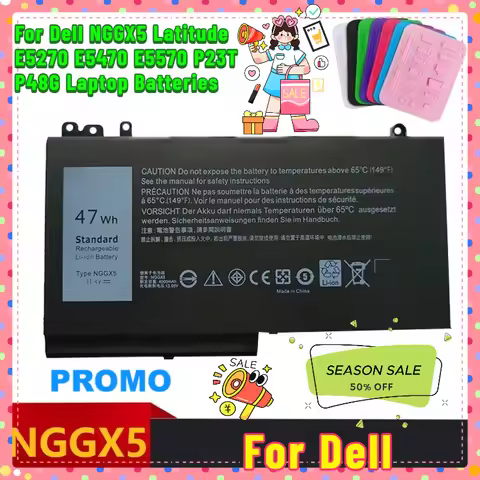 New 11.4V 4000mAh for Dell NGGX5 Latitude E5270 E5470 E5570 P23T P48G Laptop Batteries