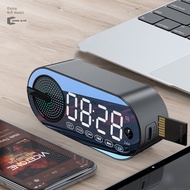 Speaker Bluetooth Full Bass Portable Stereo LED Tampilan Digital FM Radio Termometer Jam Alarm TF Mi