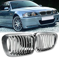 [Ronyme] 2 Pieces Silver Front Hood Grill Chrome Grille Mesh for BMW E46  Series