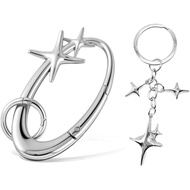 2 Keping Rantai Kunci Carabiner Bintang Chrome Berkilat, Carabiner Sejuk, Carabiner Comel Rantai Kun