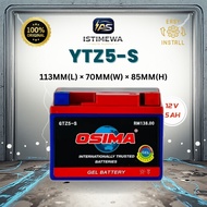 OSIMA GTZ5-S GEL Battery 12V 5AH | LC135 WAVE125 Y15 Y16 | GTZ5 YTZ4 YTZ5 YTZ5S | Motorcycle Battery