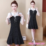 Plus Soze Women Black Summer Dress Lace Chiffon Elegant Dinner Evening Office Dresses