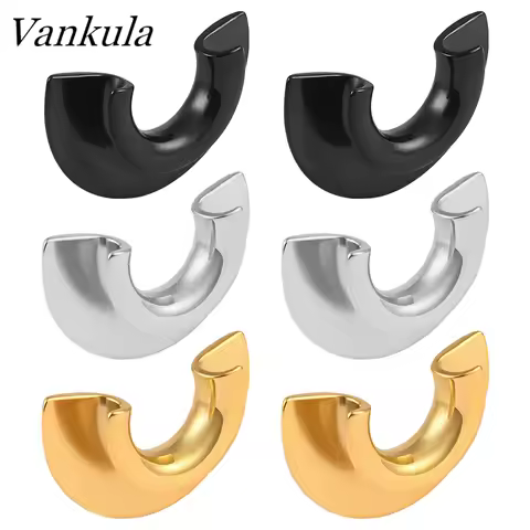 Vankula 2pcs 10-25mm New Semicircle Saddle Ear Tunnel Plug Piercing Expander Ear Gauges Stainless St