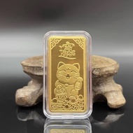 Koin Emas Keberuntungan Souvenir Motif Lucky Cat Jimat Penarik Uang Amulet Kekayaan Emas