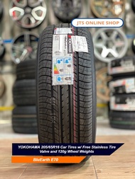 YOKOHAMA 205/65R16 E70B BLUEARTH E70 95H Car Tires w/ Free Stainless Tire Valve and 120g Wheel Weights