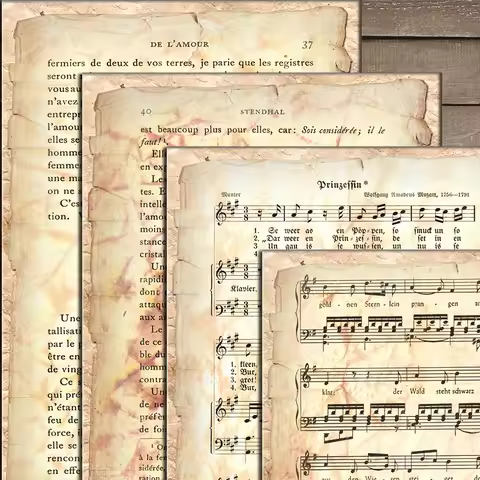Vintage Music Score Material Paper Junk Journal Decoration DIY Scrapbooking Old Book Page Craft Pape