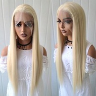13*4 Lace Front Wig, Synthetic Straight Hair, 613 Blonde Lace Front Wig, Heat Resistant Fiber Lace F