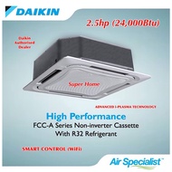 Daikin 2.5hp Ceiling Cassette Air Conditioner FCC60AV1MF &amp; RC60BV1M Panel BC50FBMF R32 (Smart Control) Non Inverter WiFi