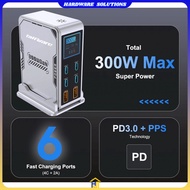 TAFFWARE Charger Station Fast Charging LED USB Type C GaN 300W - BK-122D