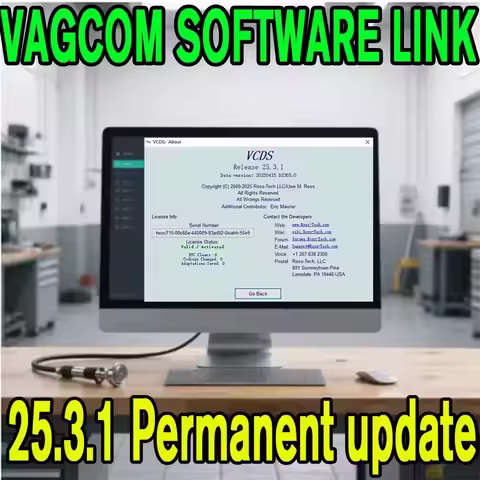 VAGC0M Car Diagnostic Tool Software Download Link Win10 OBD2 Scanner USB Interface 25.3.2 Update VAG