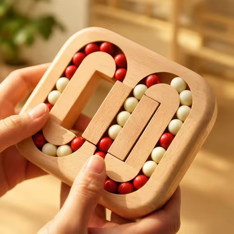 Magic Bean Cube Rotating Puzzle Wooden Brain Teaser Games stress Relief Gifts for Kids Adults Rompec