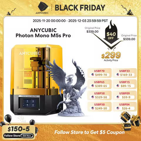 ANYCUBIC Photon Mono M5s Pro 10.1'' 14K High Speed SLA LCD Resin 3D Printer Leveling Free 150mm/h Pr