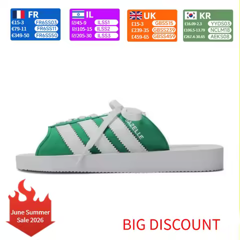 adidas Originals GAZELLE BEACH Comfortable Anti-Friction Flip-Flops Unisex Green JQ7426