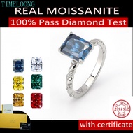 Colorful Real Moissanite Ring 18k White Gold Plating S925 Silver With GRA Certificate 3CT Radiant Cu