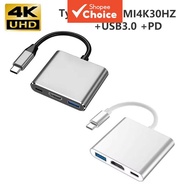 USB-C 3-in-1 Hub Thunderbolt 3 to HDTV 4K Output, USB 3.0 Port & 60W PD Charging - Compact Metal USB