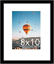 8x10 Picture Frame Black with 5x7 Mat for Wall Hanging or Tabletop, Display Photo 5x7 with Mat or 8x