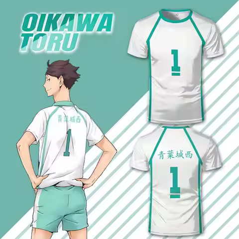 Anime Haikyuu Oikawa Toru Cosplay T-shirt Fashion Sports Casual Jersey Aoba Johsai High School Short