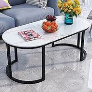 JKGHK Oval Coffee Table,Tempered Glass End Table,Modern Accent Sofa Side End Table,Sturdy Metal Fram