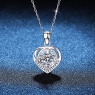 【 GRA Certificate Attached 】 1CT Moissanite Necklace, Fashion Love Pendant S925 Pure Silver Women's 
