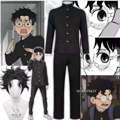 Ken Takakura Cosplay Costume Wig Anime Dandadan Okarun School Uniform Black Jacket Pants Gakuran Gla