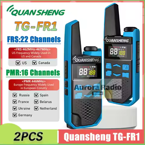 2PCS Quansheng TG-FR1 Mini Walkie Talkie PMR446 For European Country FRS NOAA Flashlight Type-C Char