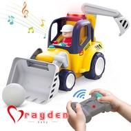 Remote Control Construction Truck Toy for Toddlers 2-4 Baby RC Car Toys W/Light Sound Backhoe Loader