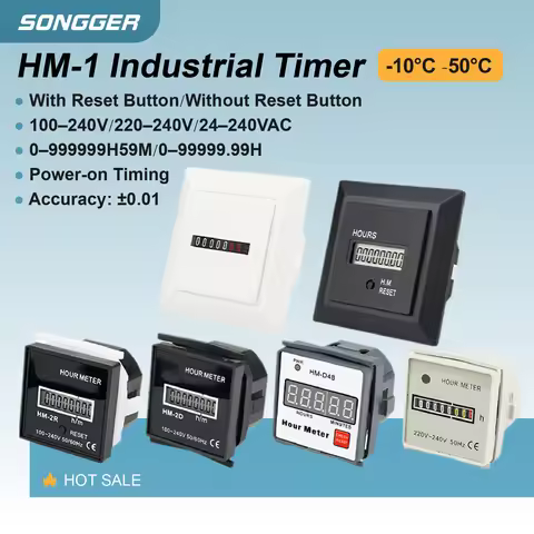 HM1 industrial timer AC24－240V temperature range minus -10℃~50℃ time 0－999999H59M 0－99999.99H for ge