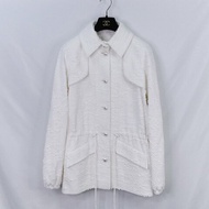Chanel 香奈兒 25P 白色斜紋軟呢 珍珠扣風衣外套