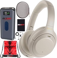 Sony WH-1000XM4 Wireless Industry Leading Noise Cancelling Over-Ear Headphones with Mic for Hands Free Calling and Alexa, Silver WH-1000XM4/S Bundle w/ Case + Deco Gear Portable Charger + Gym Bag