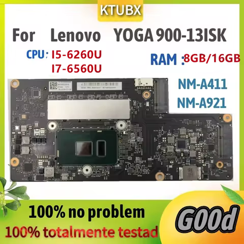 For Lenovo YOGA 900-13ISK Laptop Motherboard.BYG40 NM-A921.CPU i5 6260U/i7-6560u .RAM：8GB or 16GB 10