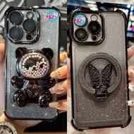 JRYU OPPO CUTE BEAR BLACK With Stand Holder Softcase Oppo A6X A6 A5X A5i A5 2025 A3 PRO A5 PRO A3X A