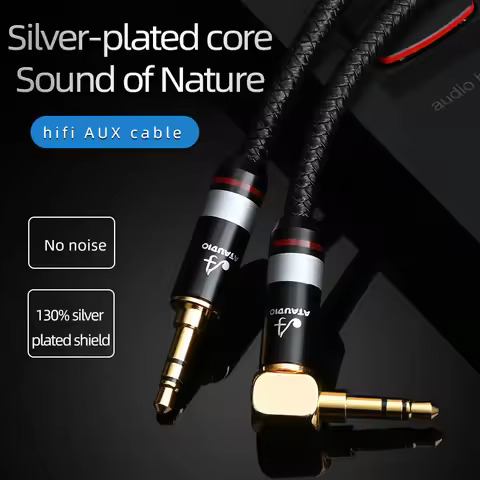 HIFI 3.5 AUX Cable Silver-Plated AUX Car Oxygen-Free Copper Mobile Phone Audio Male-to-Male Connecti